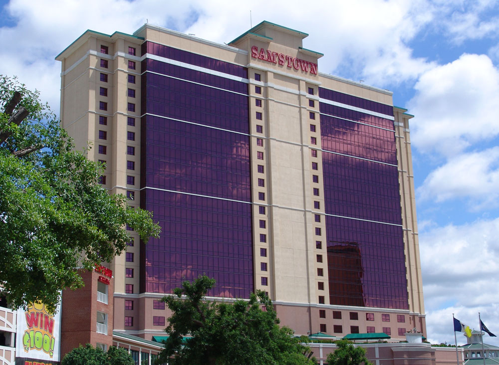 This is a picture of Sam's Town Casino & Hotel in downtown Shreveport on the riverfront
